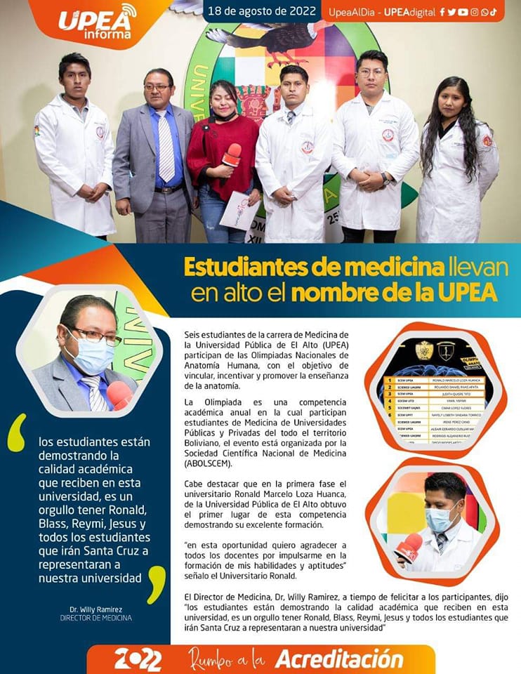 Estudiantes de Medicina llevan en alto el nombre de la UPEA